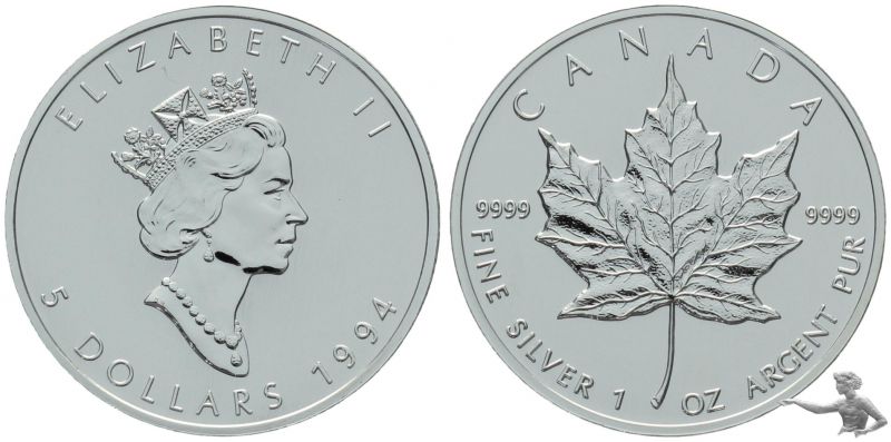 Kanada Maple Leaf 1994 - 1 Unze Feinsilber